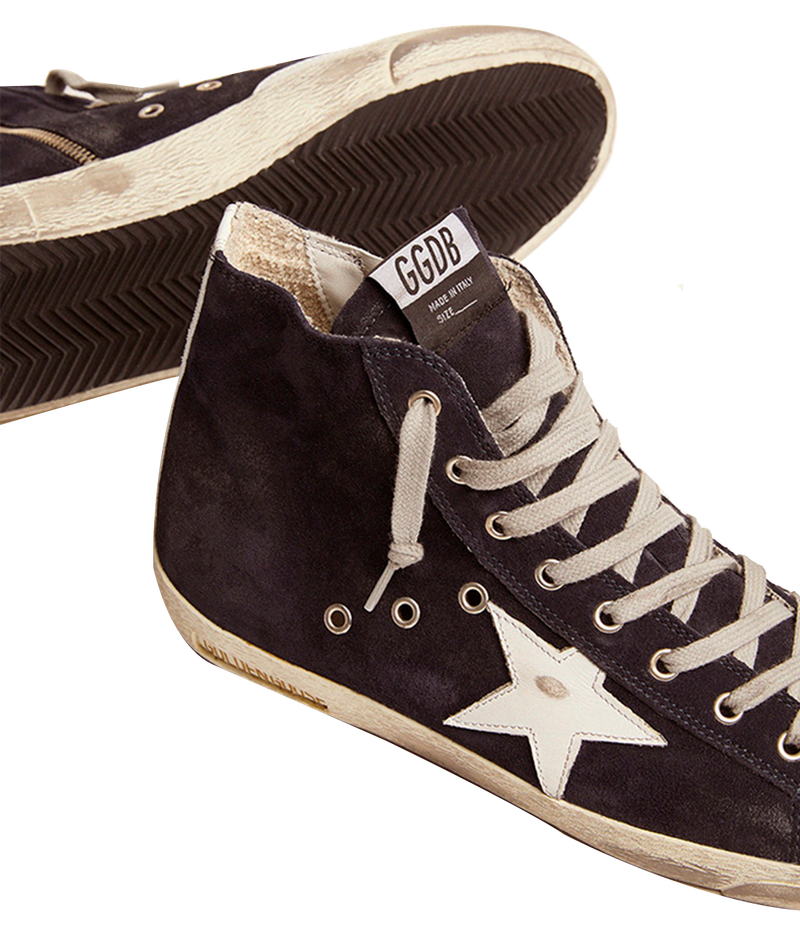 Francy Classic Suede Upper Shiny Leather Star in Night Blue & White