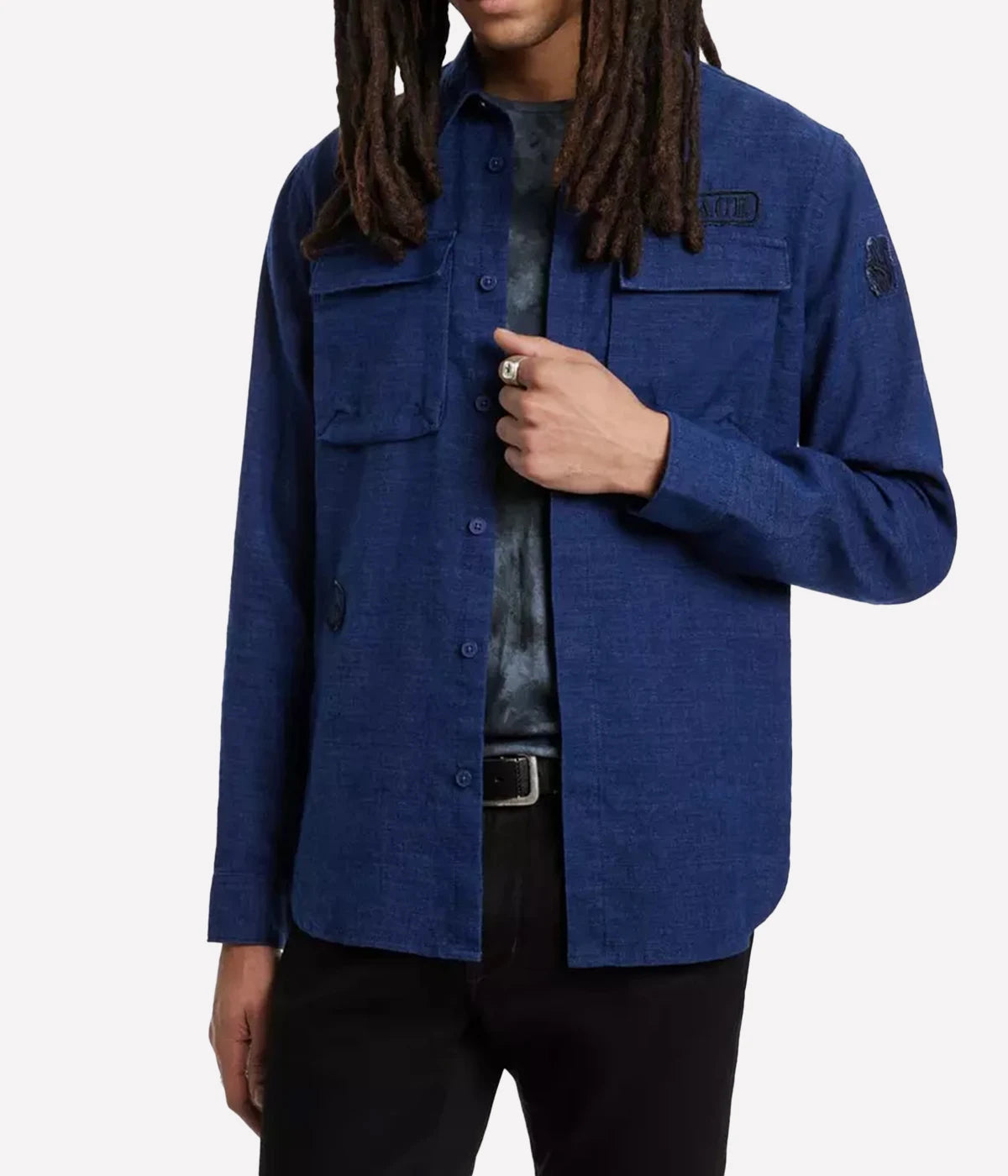 *FINAL SALE* Freddy Long Sleeve Military Shirt in Dusted Blue