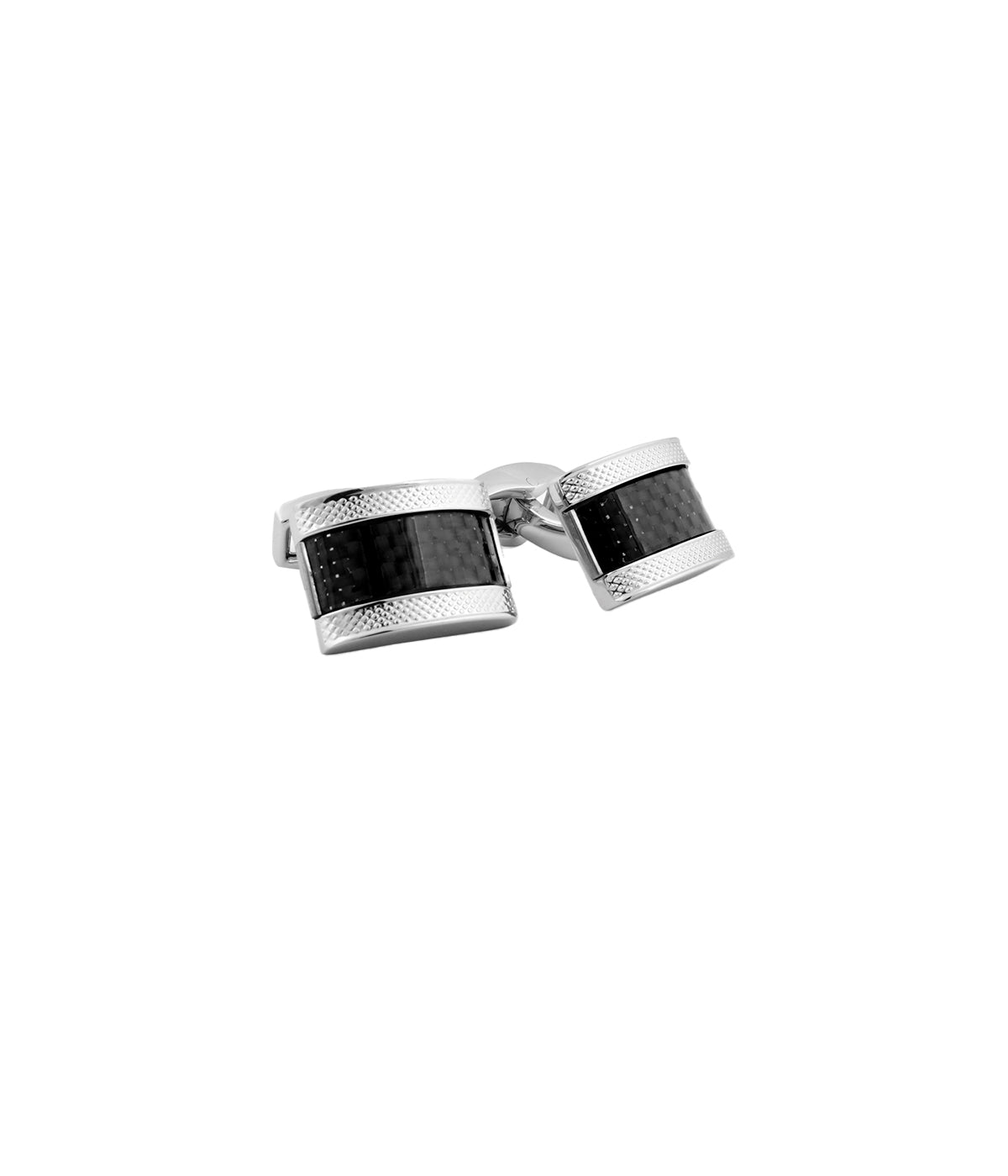 D Shape Cufflinks in Black & Carbon