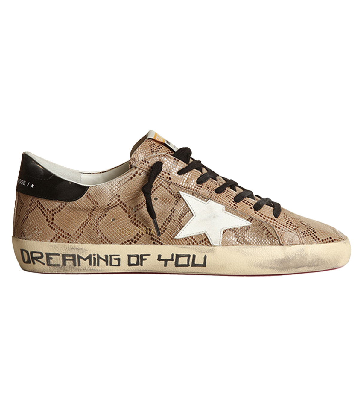 Super-Star Snake Printed Signature in Light Brown Snake, White & Black