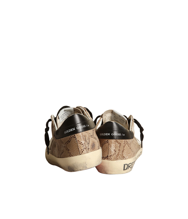 Super-Star Snake Printed Signature in Light Brown Snake, White & Black
