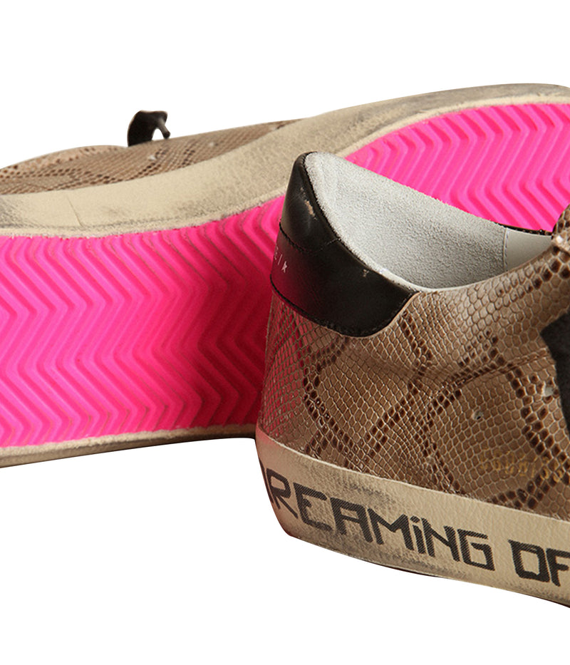 Super-Star Snake Printed Signature in Light Brown Snake, White & Black