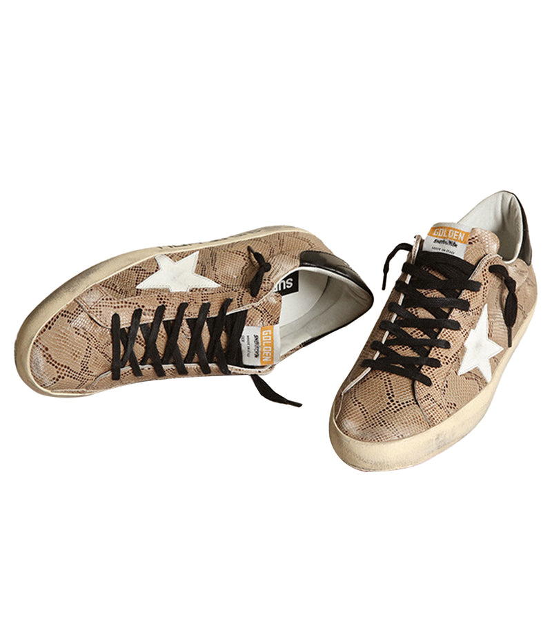 Super-Star Snake Printed Signature in Light Brown Snake, White & Black