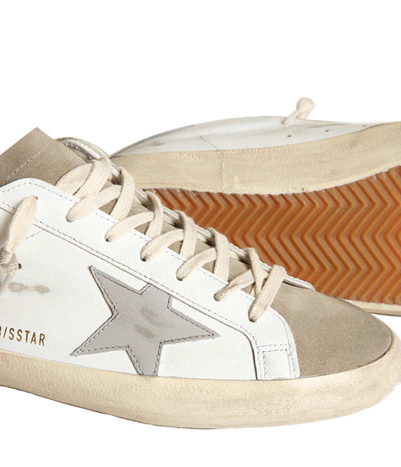 Super-Star Leather Upper Suede Toe and Spur in White, Taupe & Grey