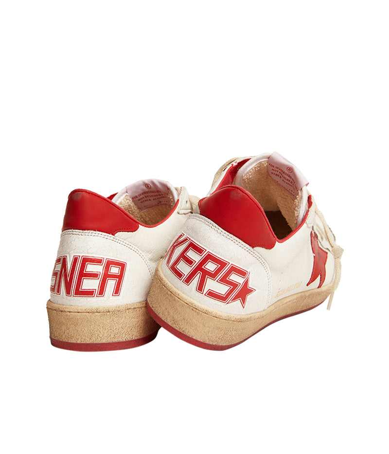 Ballstar Nappa Upper Matt Leather Star Crack in White, Strawberry & Red