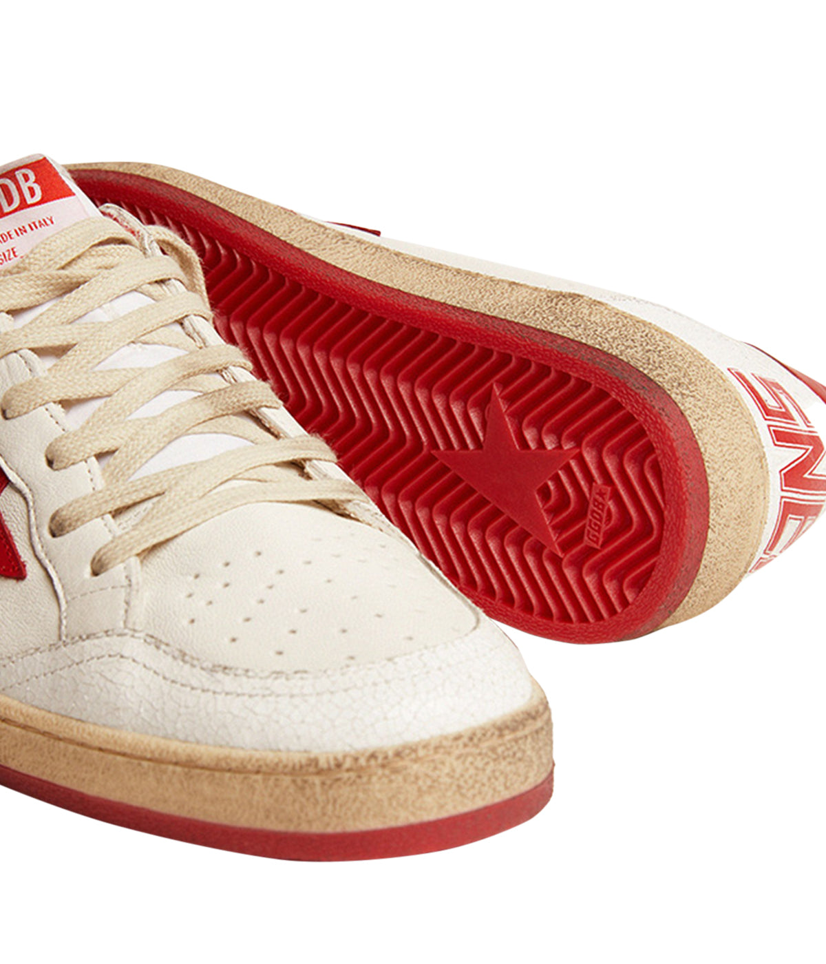 Ballstar Nappa Upper Matt Leather Star Crack in White, Strawberry & Red