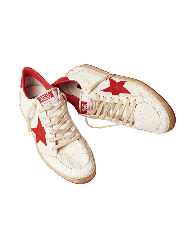 Ballstar Nappa Upper Matt Leather Star Crack in White, Strawberry & Red
