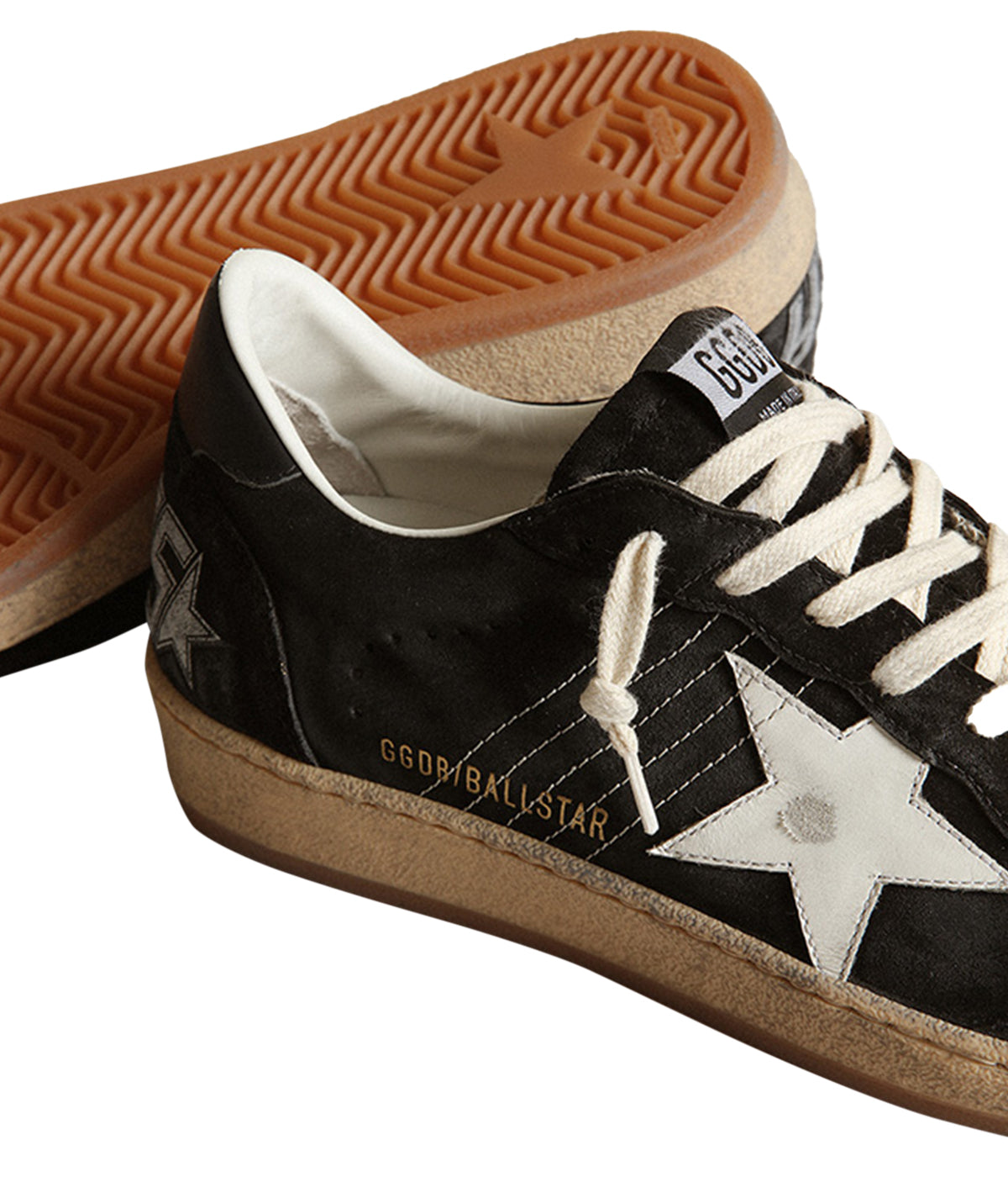 Ball Star with Stitching and Leather Star Heel in Black & White