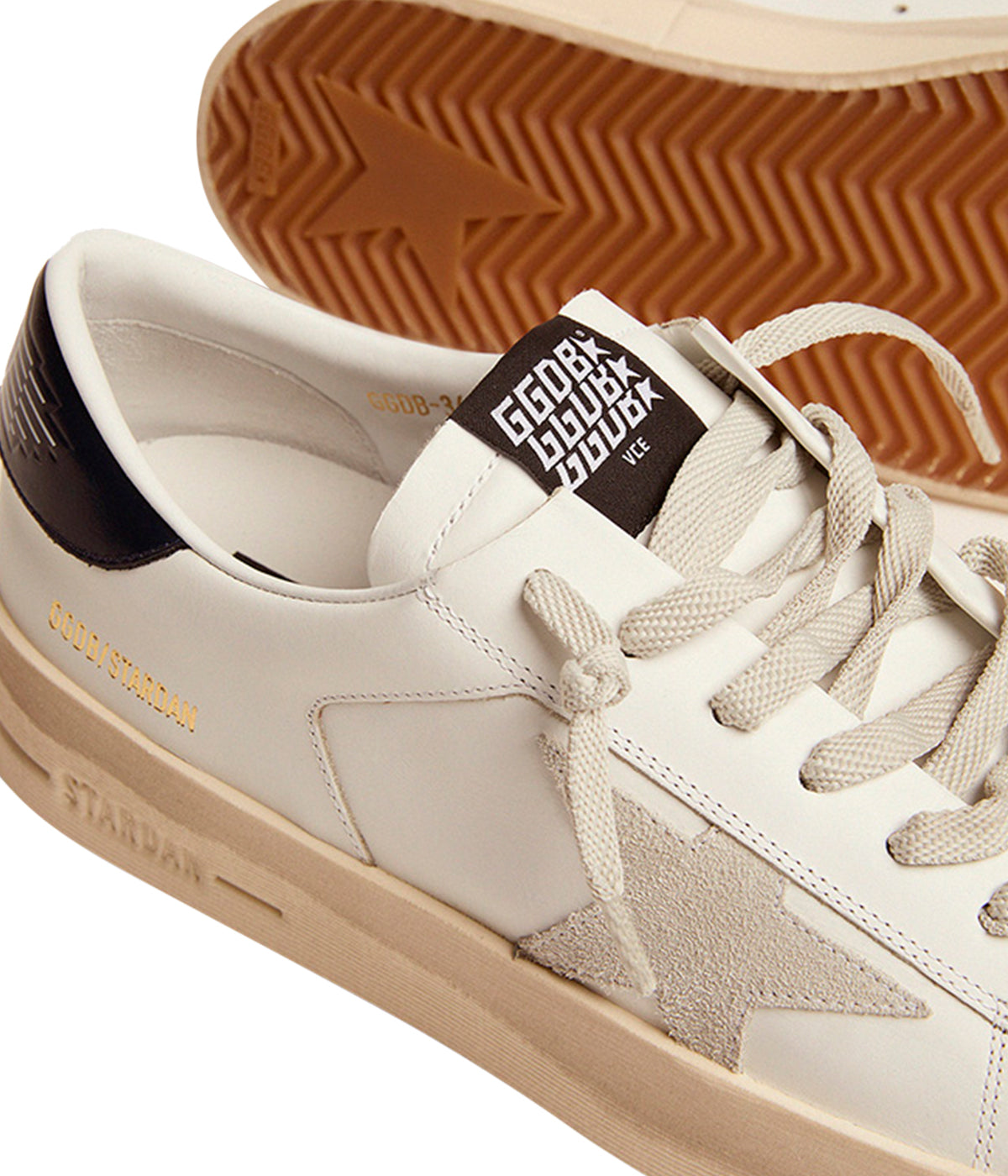 Stardan Leather Upper Suede Star Shiny Leather Heel in White, Ice & Black