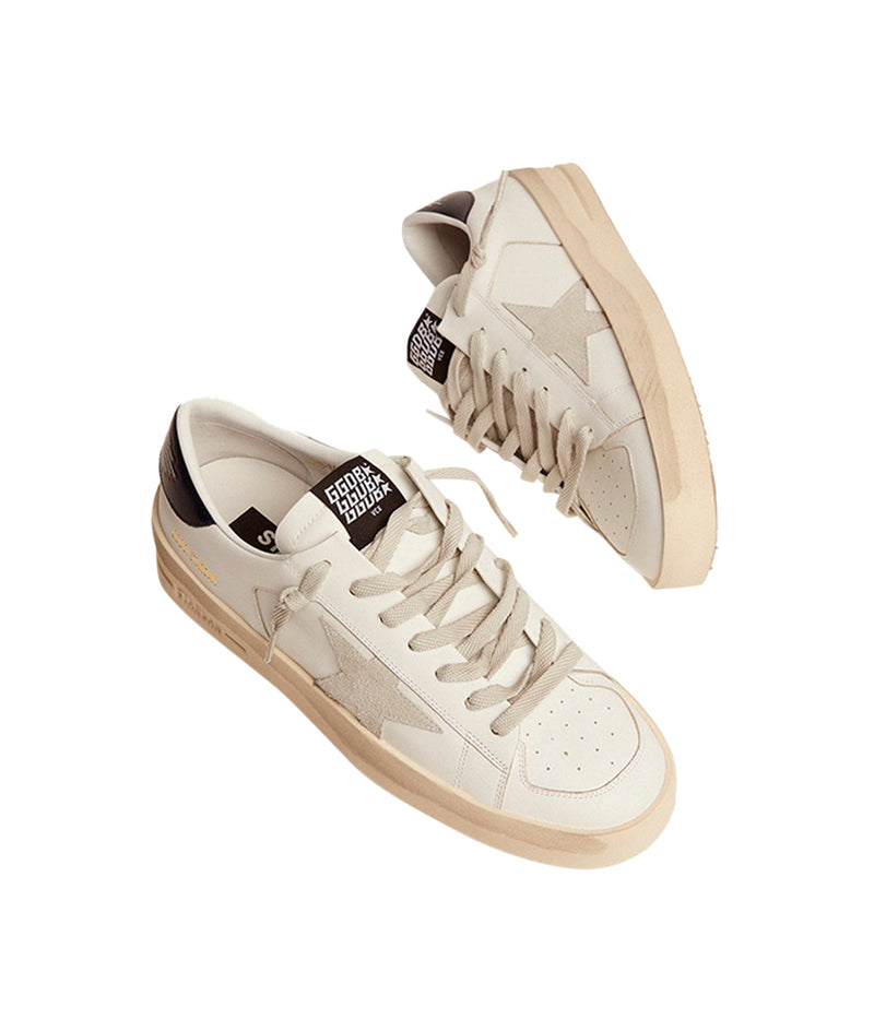 Stardan Leather Upper Suede Star Shiny Leather Heel in White, Ice & Black