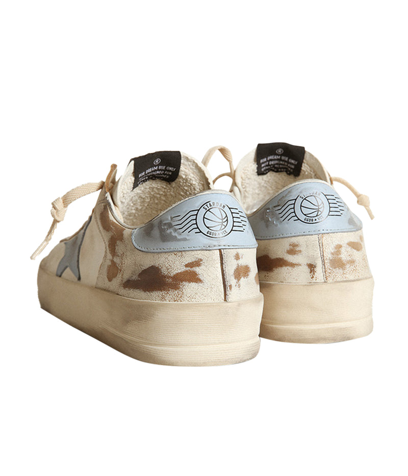 Stardan Nappa Shiny Leather Star and Heel in White & Blue Fog