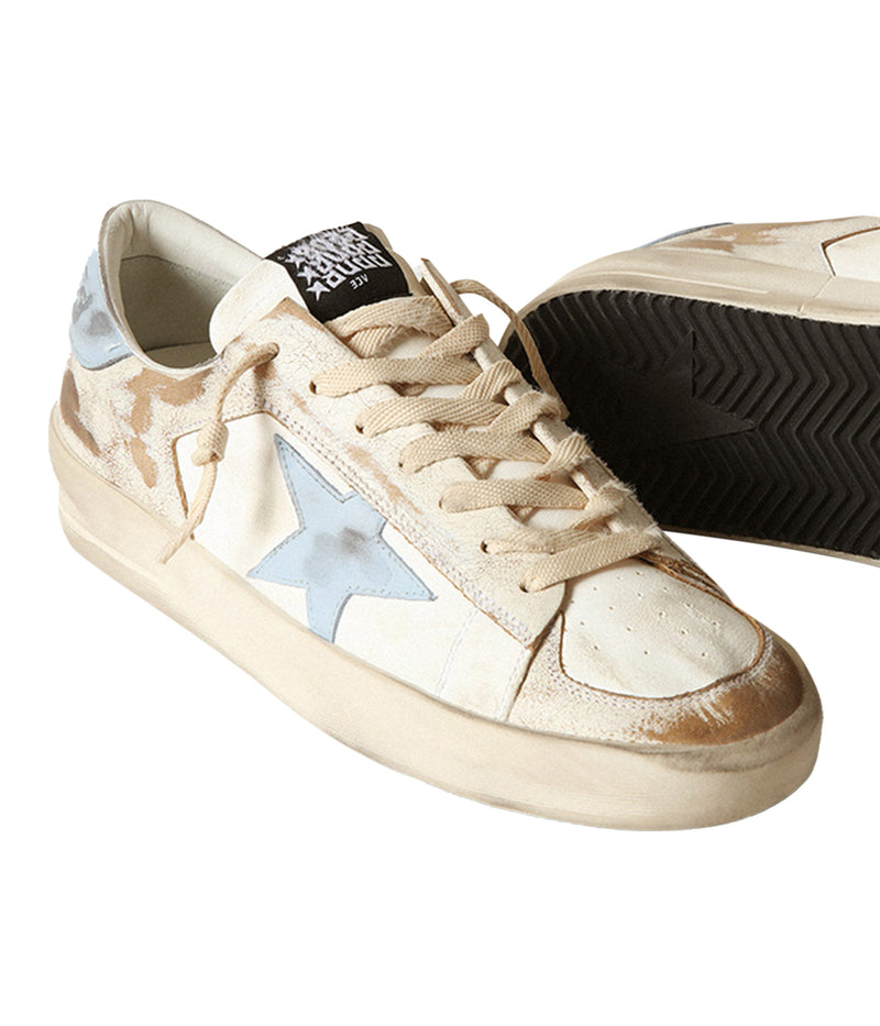 Stardan Nappa Shiny Leather Star and Heel in White & Blue Fog