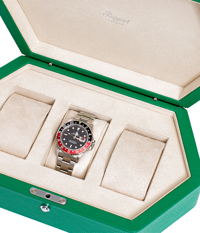 Portobello Three Watch Box in Jungle Green