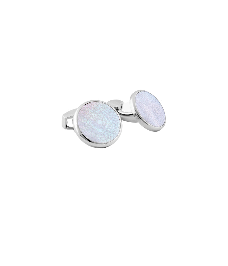 Rotondo Guilloché Cufflinks in White