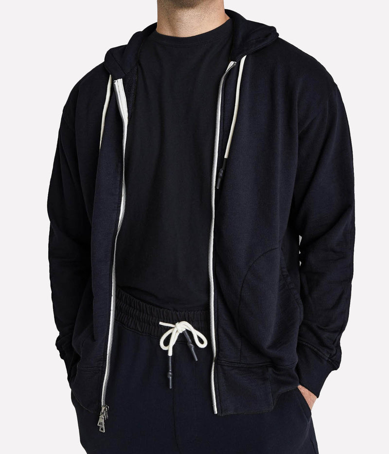 Garo Zip Hoodie in True Black