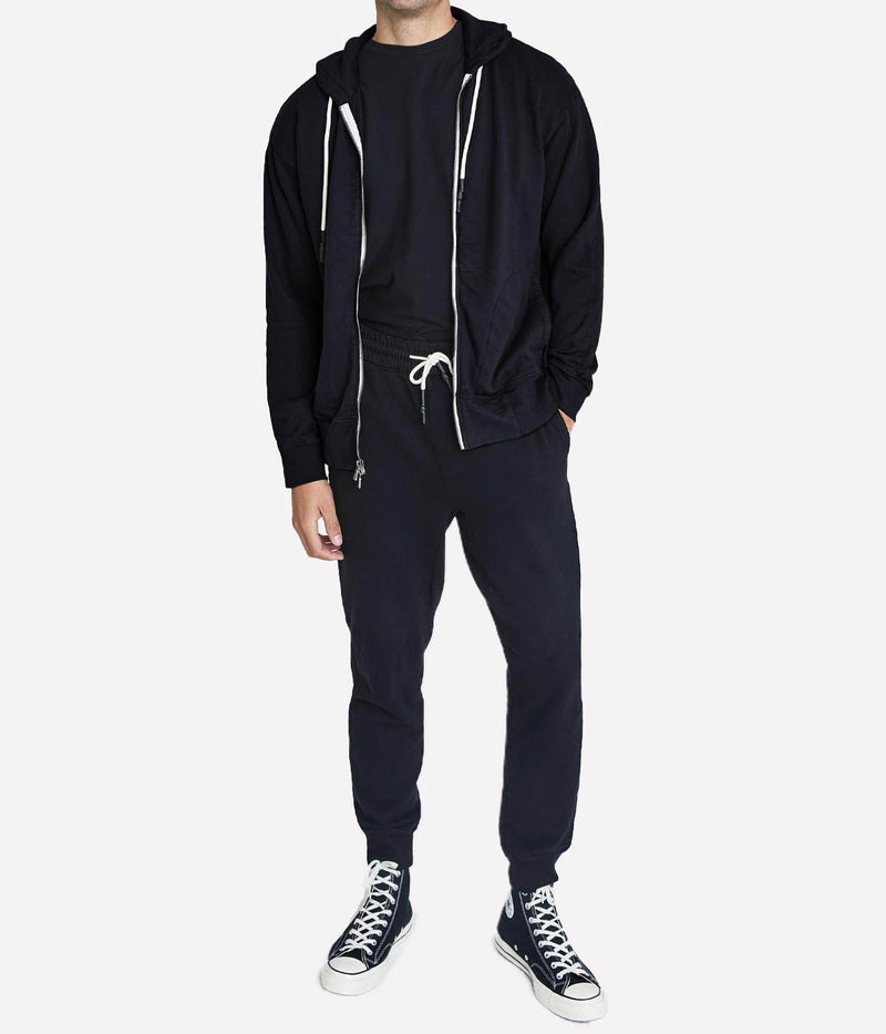 Garo Zip Hoodie in True Black