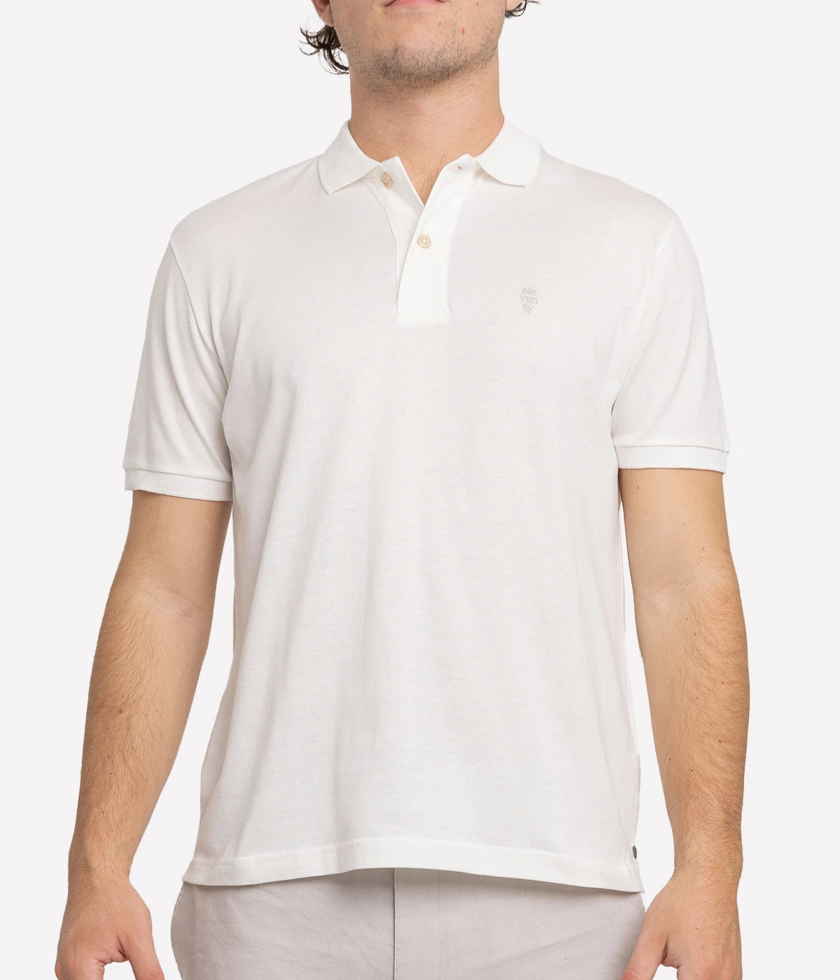 Giza Short Sleeve Polo Shirt in Bianco