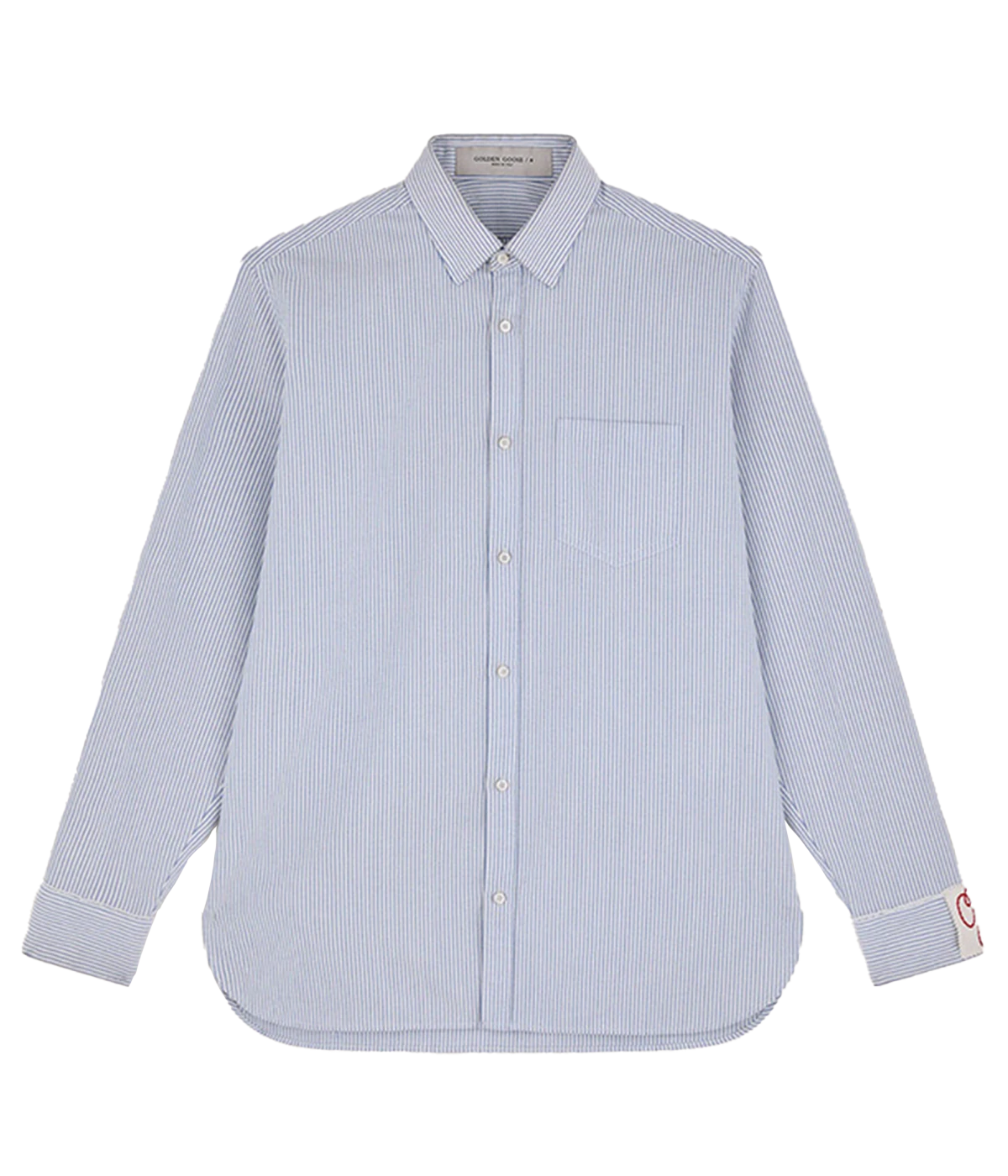 *FINAL SALE* Golden Regular Striped Cotton Oxford Shirt in White Infinity