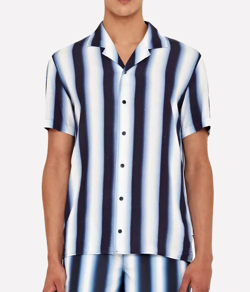 Hibbert Mirage Stripe Shirt in Night Iris & Cloud