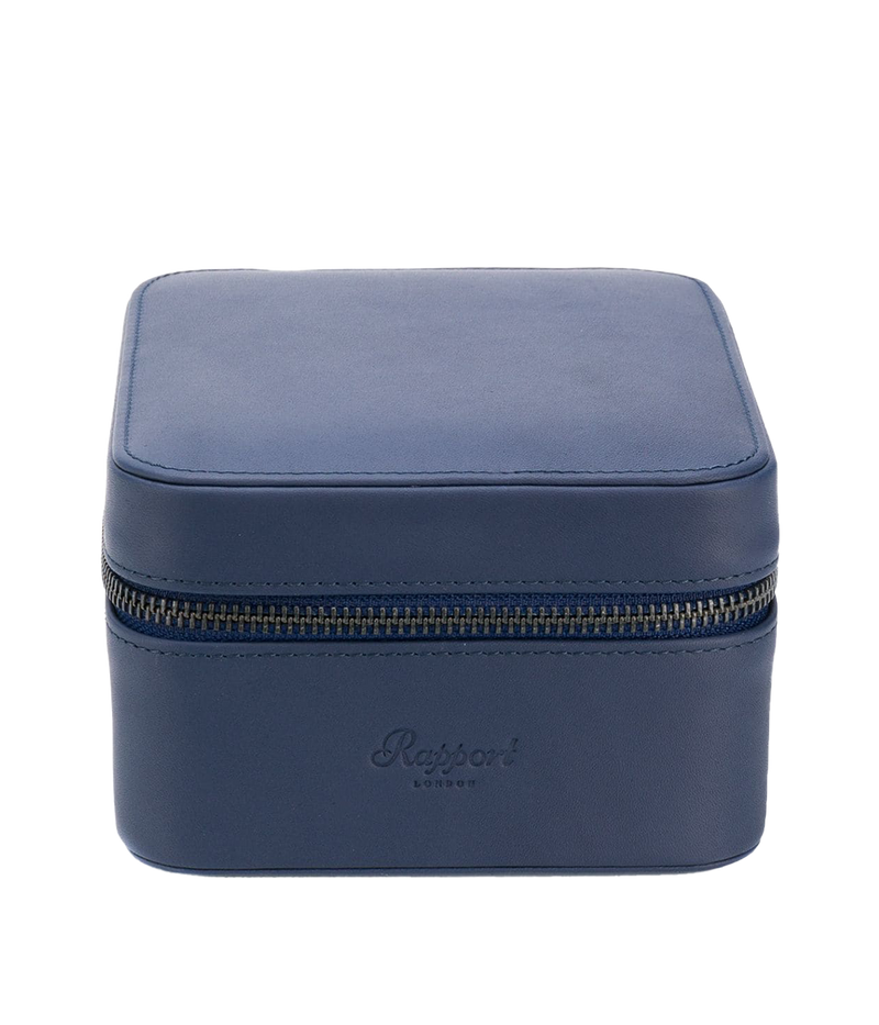 Hyde Park Two Watch Zip Case in Blue & Grey