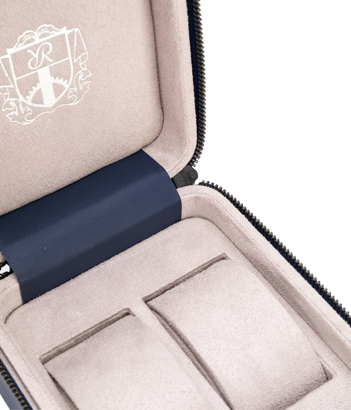 Hyde Park Two Watch Zip Case in Blue & Grey