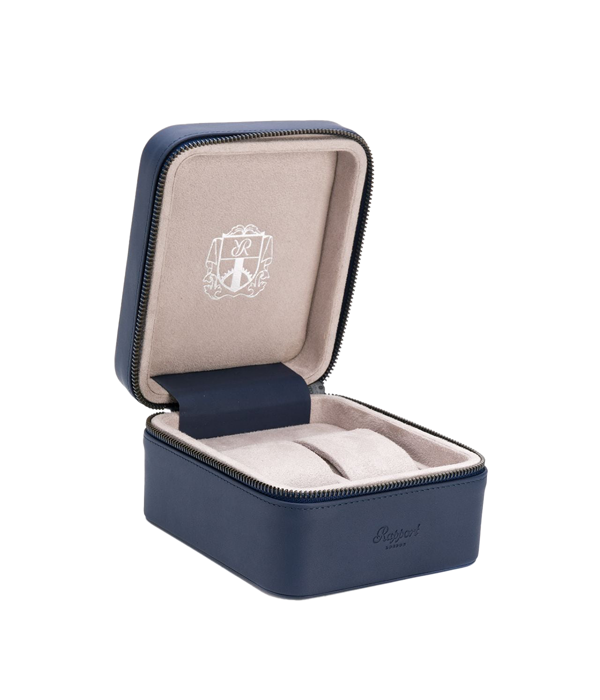 Hyde Park Two Watch Zip Case in Blue & Grey