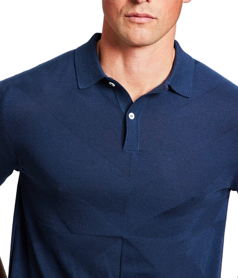 Knit Jacquard Polo in Navy Blue