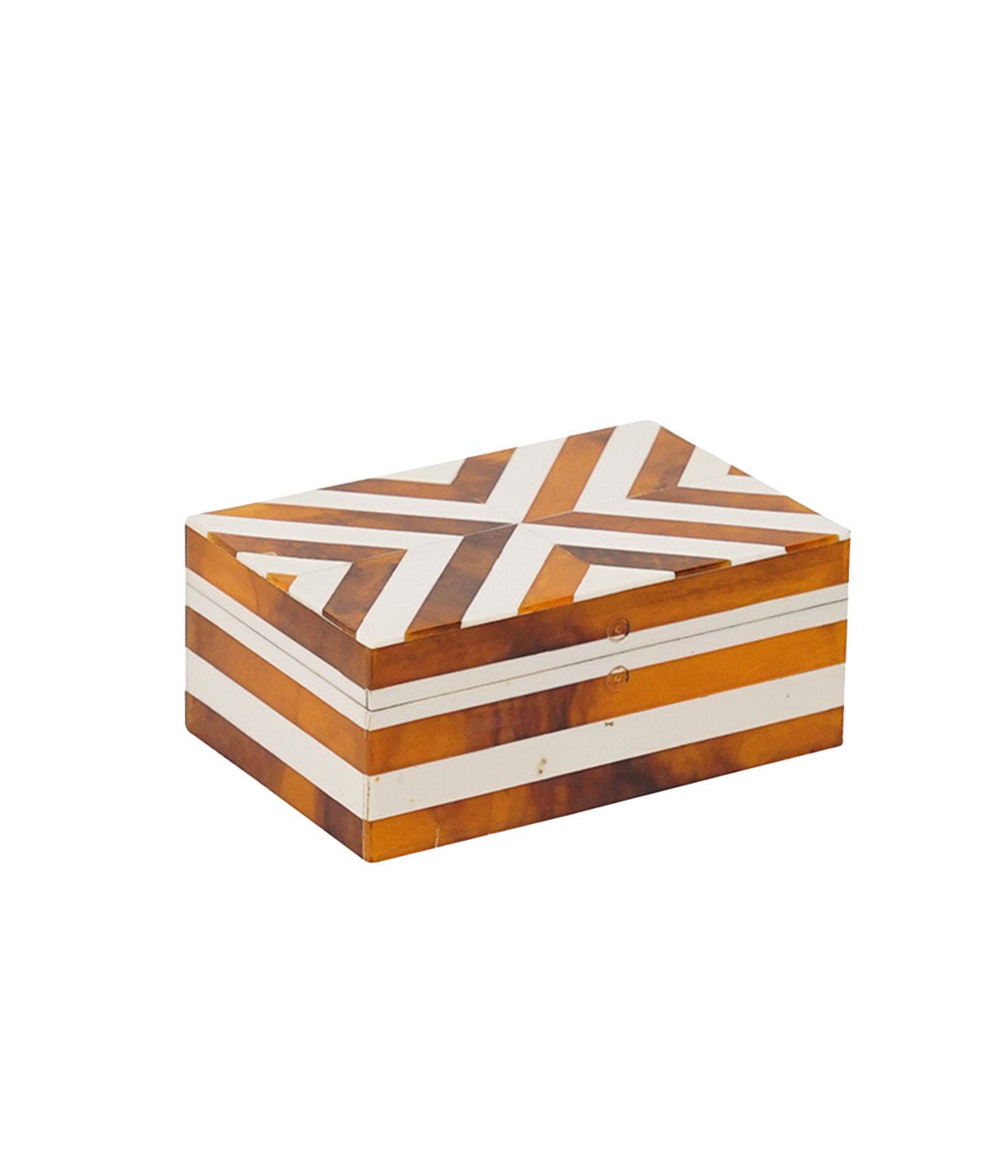 Small Resin Box in Brown & White
