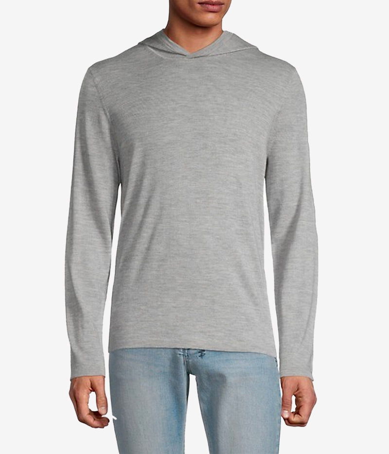 Lightweight Cashmere Pull Over Hoodie in Grey