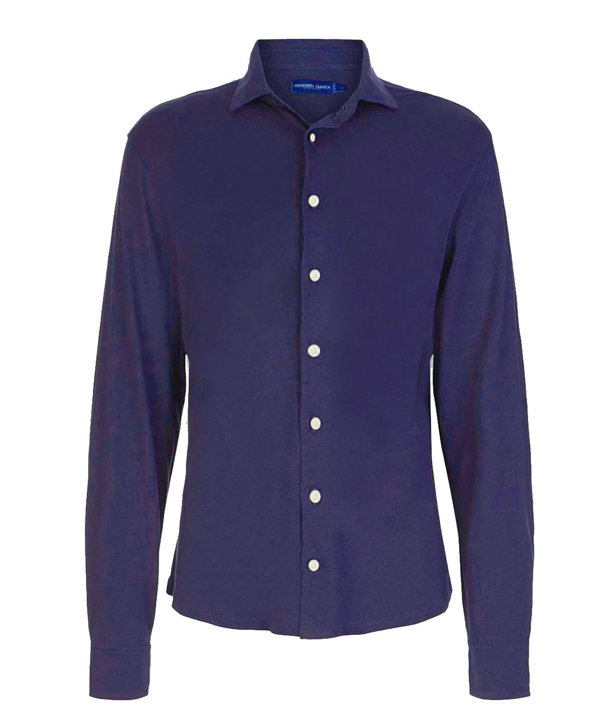 Linen Blend Jersey Shirt Longsleeve in Navy Blue