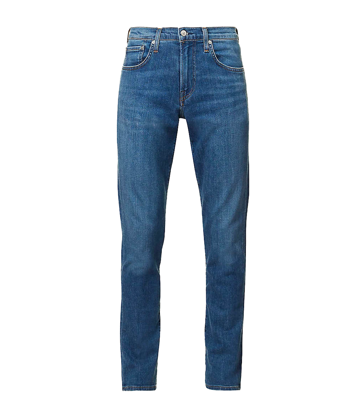 A flat lay of the Citizens of Humanity London Slim Taper jeans, showcasing their clean slim, tapered fit and tonal stitching.