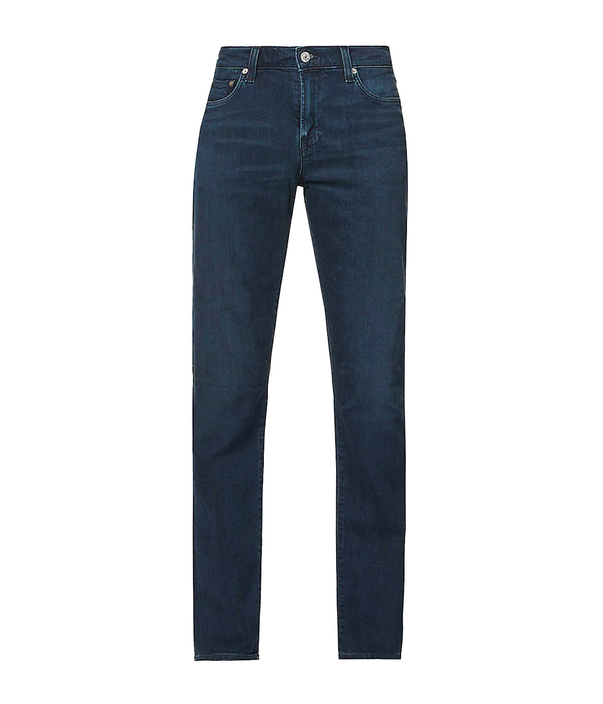 A flat lay of the Citizens of Humanity London Slim Taper jeans, showcasing their clean slim, tapered fit and tonal stitching.