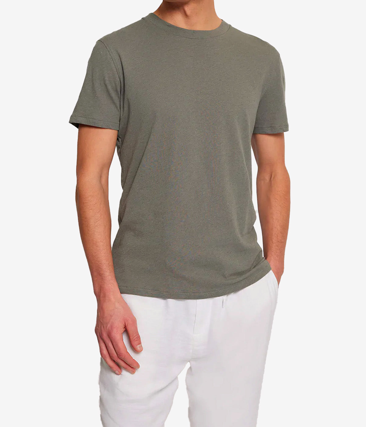 Lucio Linen Blend T-Shirt in Rock Grey