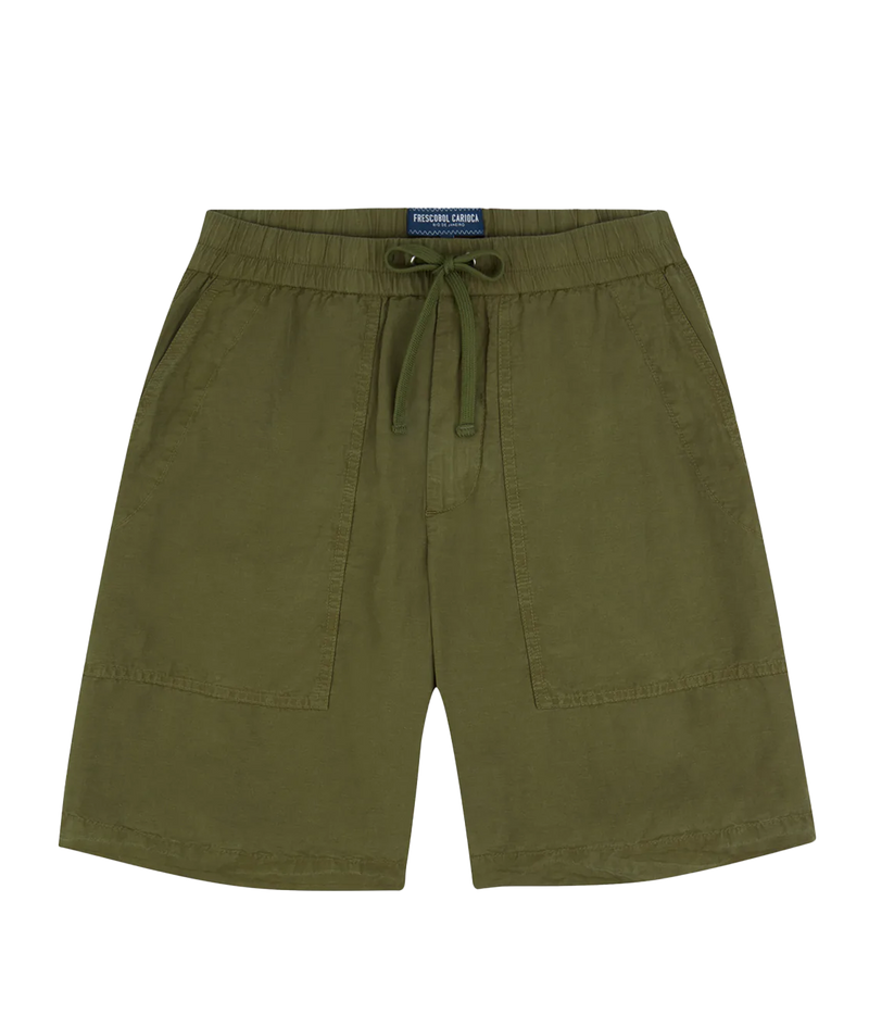 Matheus Tencel Blend Utility Shorts in Fir Green