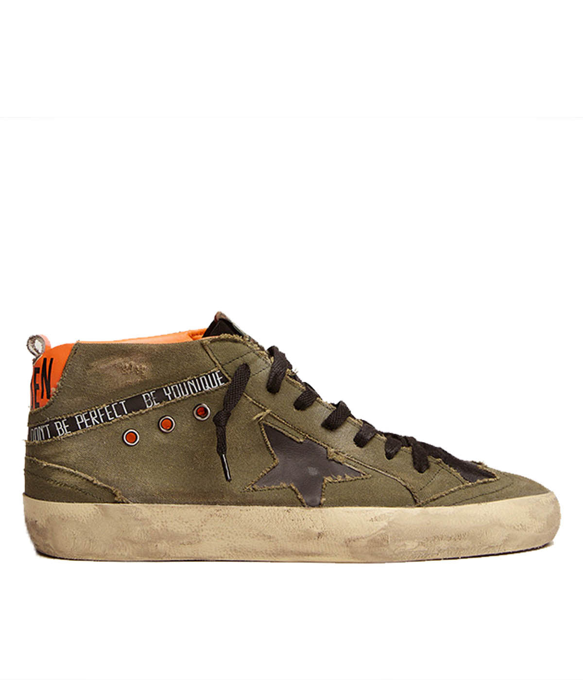 Mid Star Canvas Upper Toe in Military, Green, Black & Orange