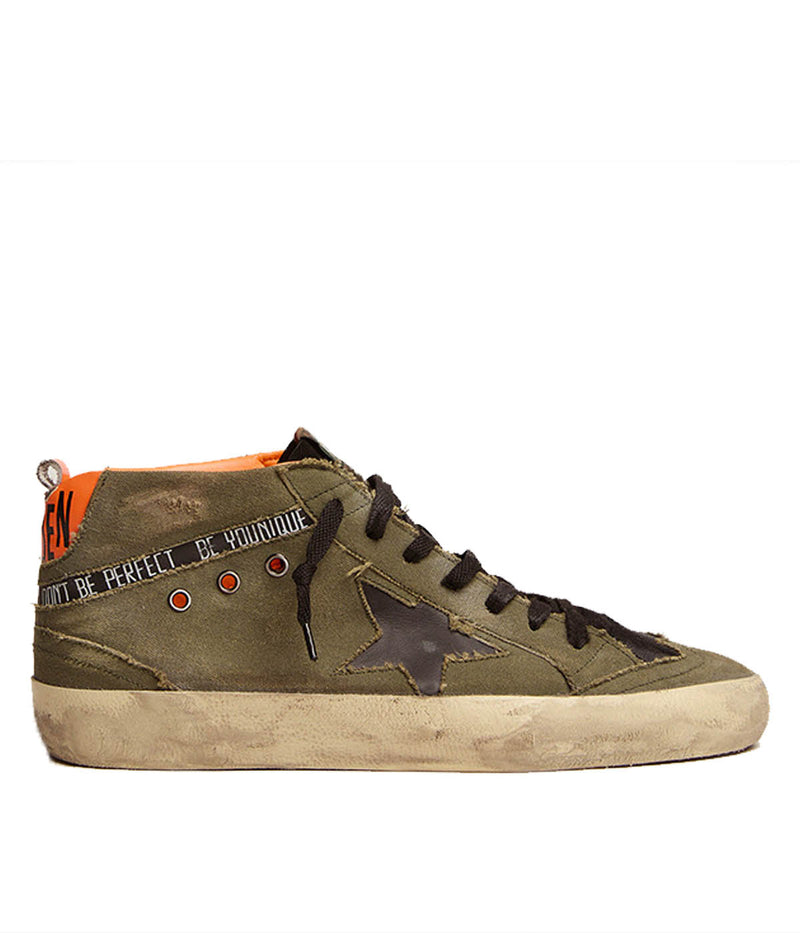 Mid Star Canvas Upper Toe in Military, Green, Black & Orange