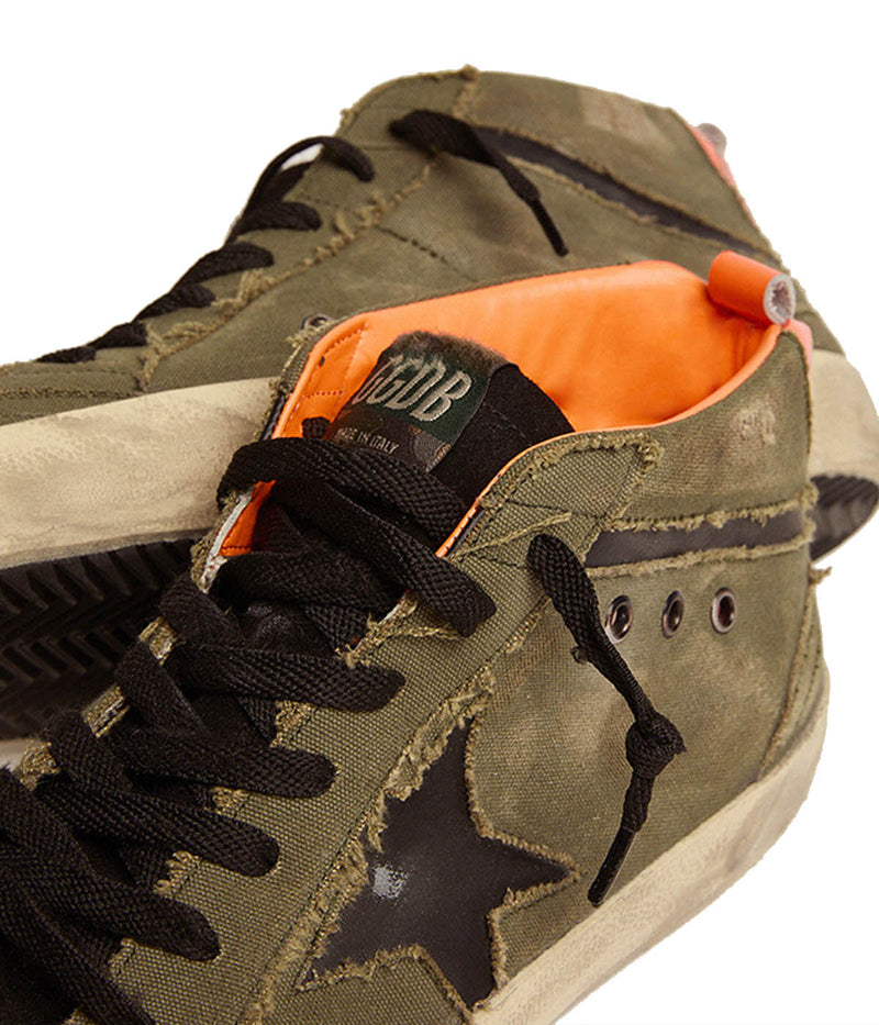 Mid Star Canvas Upper Toe in Military, Green, Black & Orange