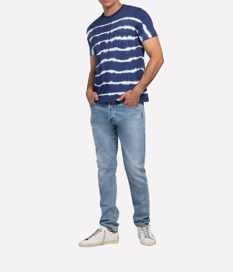 Pocket Crew Knitted T-Shirt in Worker Blue