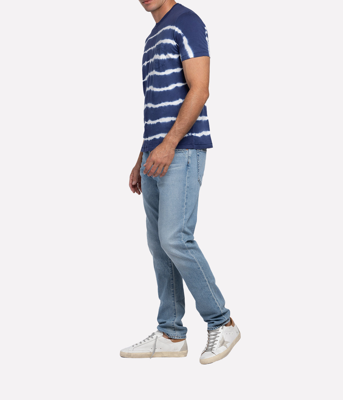 Pocket Crew Knitted T-Shirt in Worker Blue