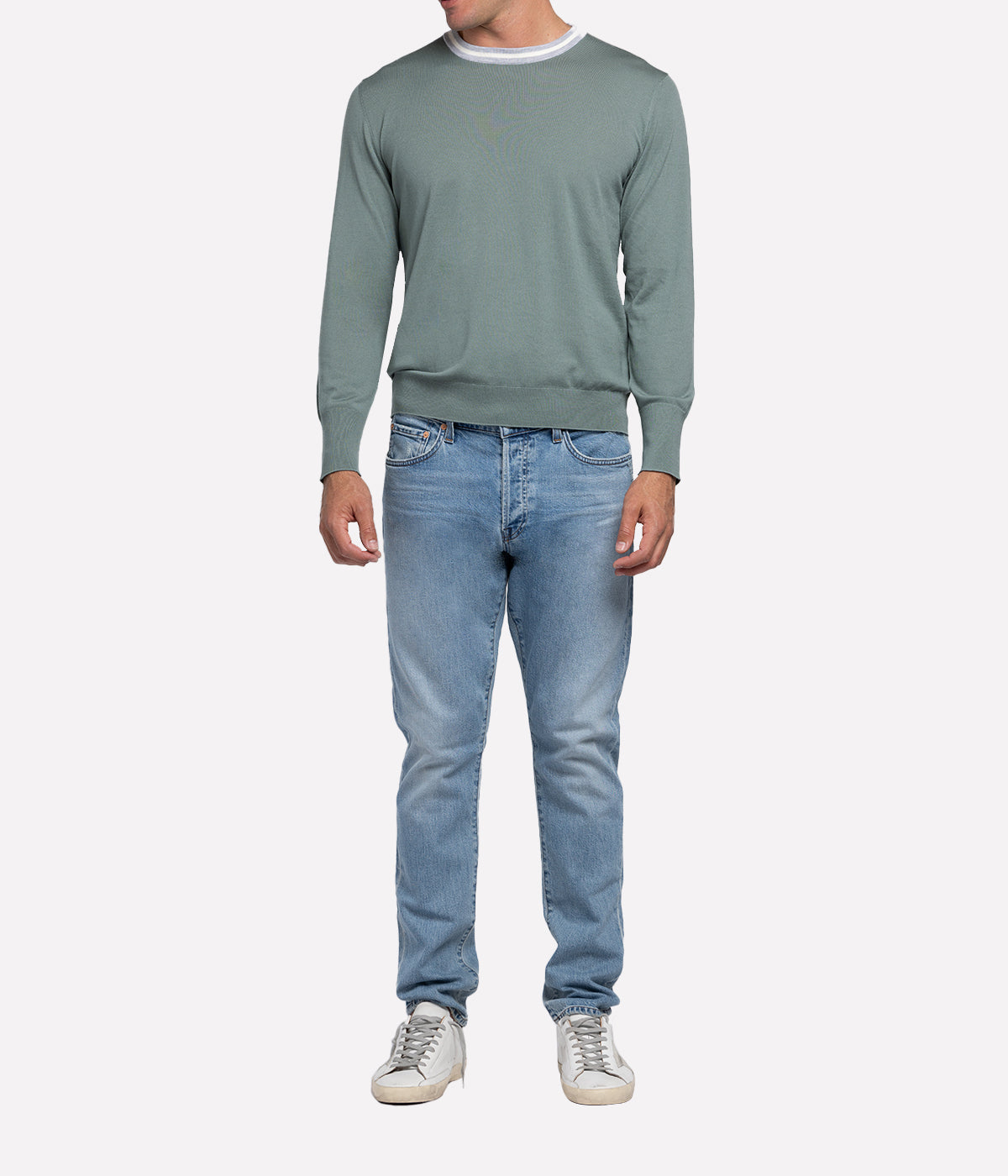 Crew Neck Sweater in Military Green
