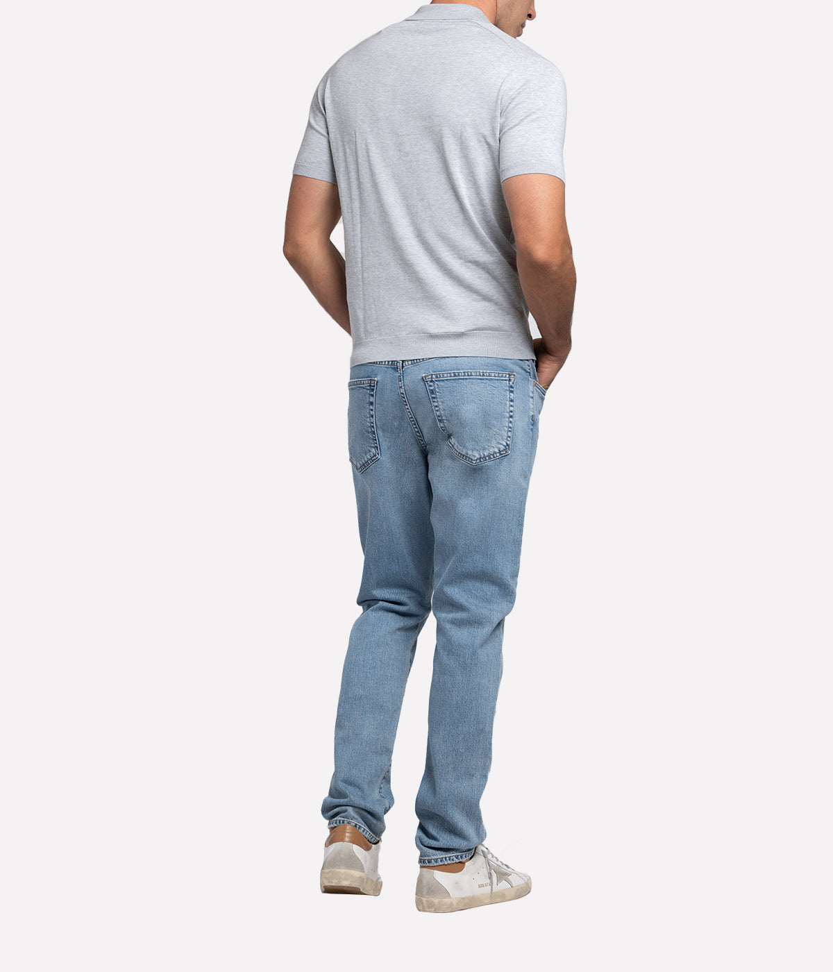 Short Sleeve Polo Shirt in Light Grey