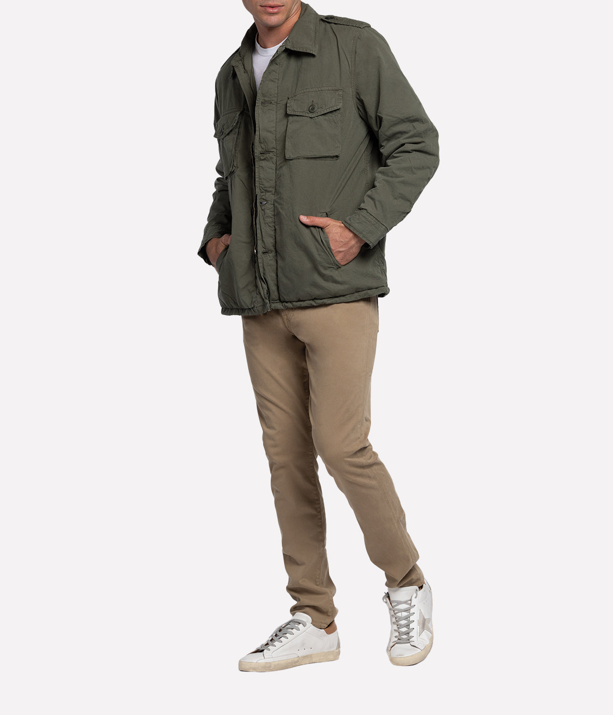 Jamwood Woven Jacket in Camo Overdyed Moss