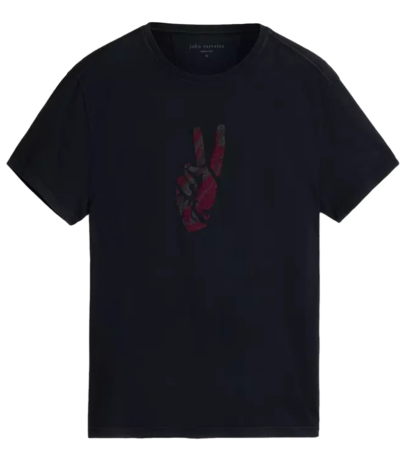 Peace Hand Short Sleeve Crew Tee in Black