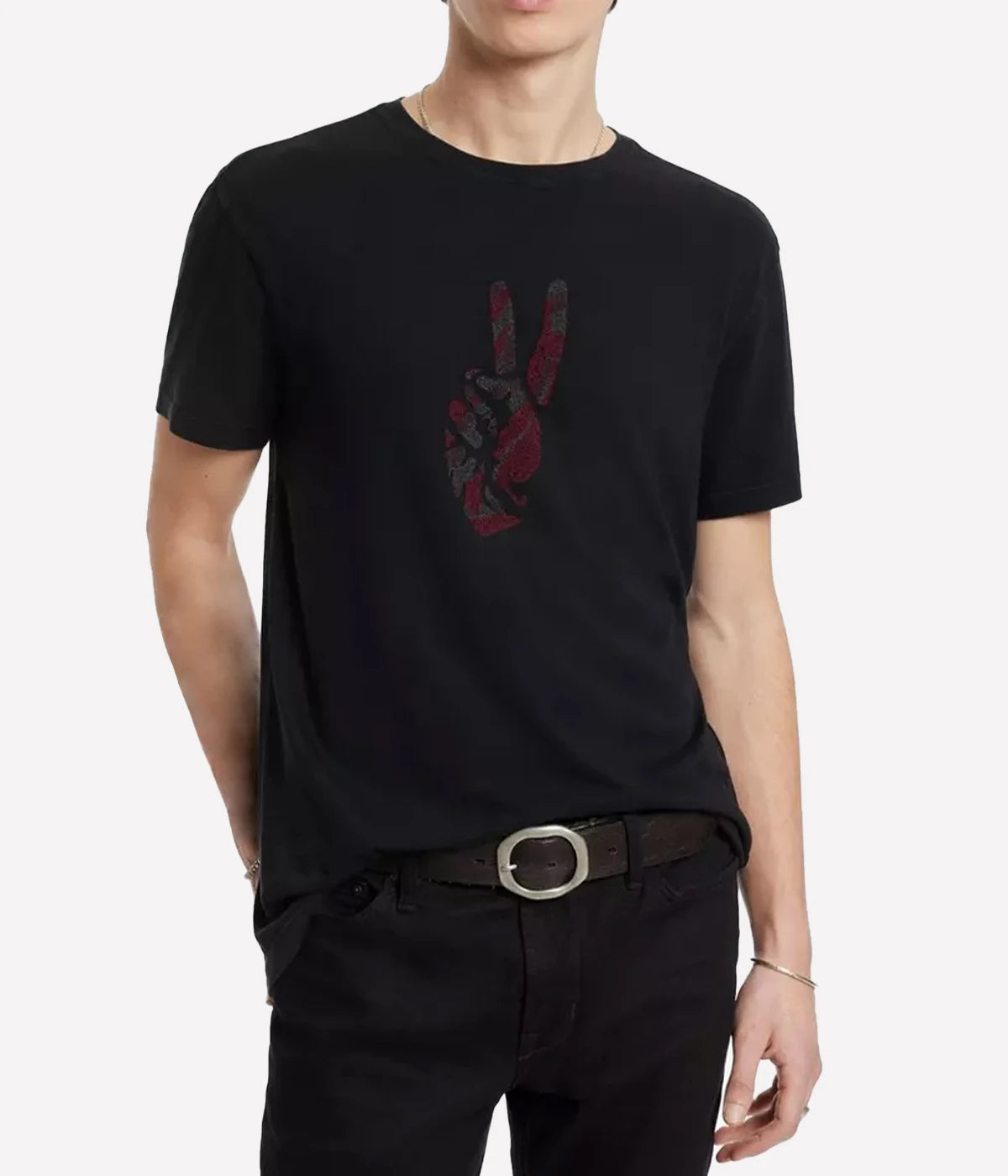 Peace Hand Short Sleeve Crew Tee in Black