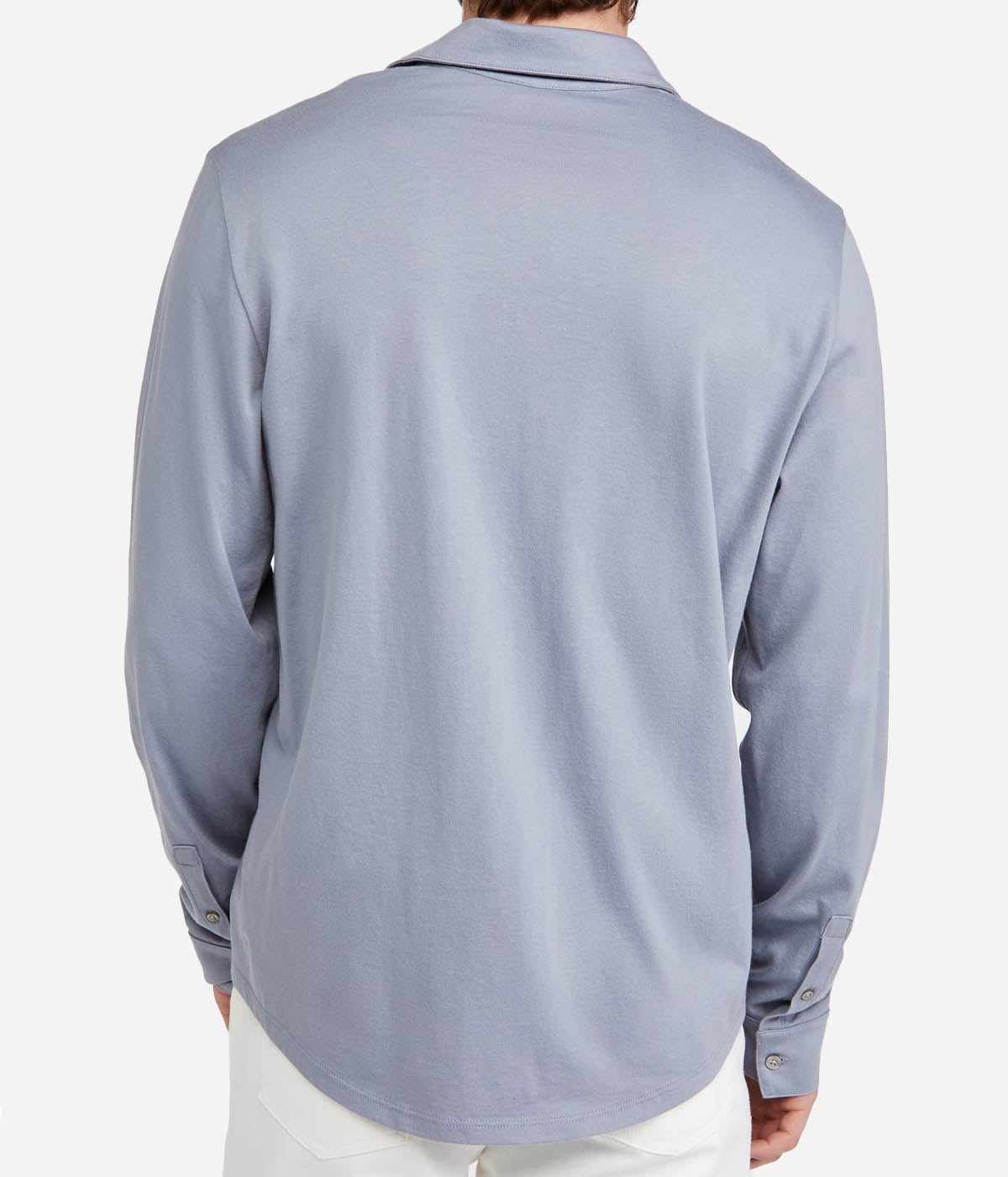 Pima Jersey Longsleeve Button Down in Cruise & Light Grey
