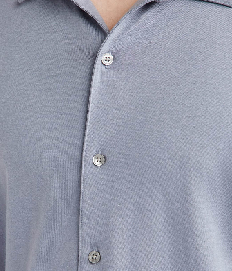 Pima Jersey Longsleeve Button Down in Cruise & Light Grey