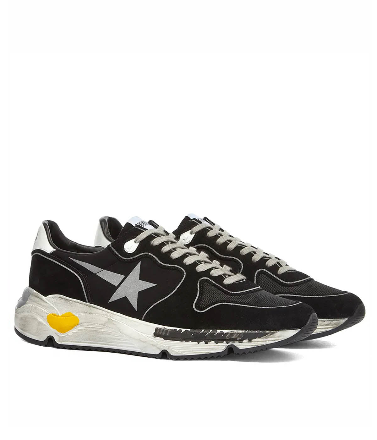 Running Solce Lycra upper Print in Black, Silver & White