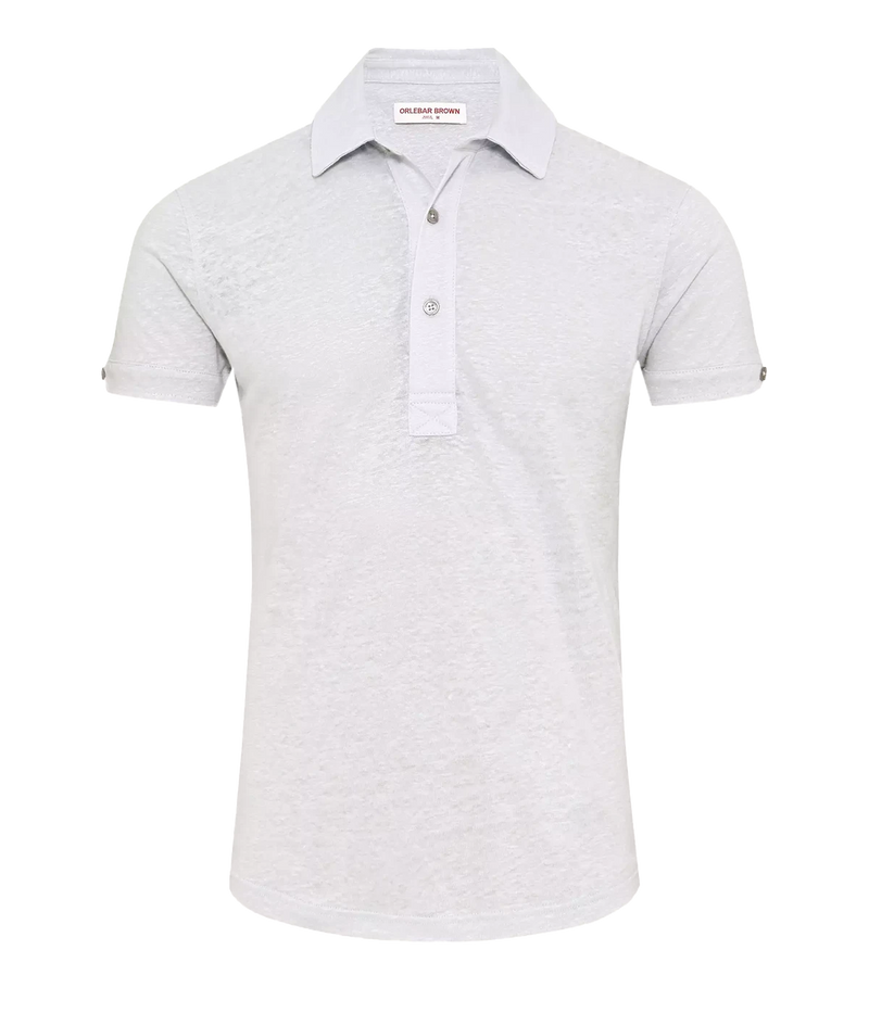 Sebastian Linen Polo in Serenity Blue