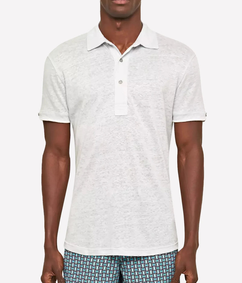Sebastian Linen Polo in Serenity Blue