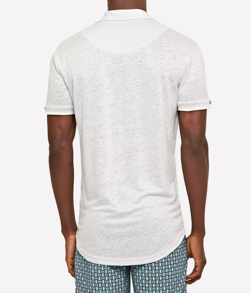 Sebastian Linen Polo in Serenity Blue